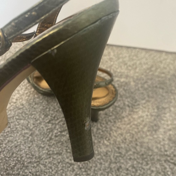 Seychelles Strappy Green & Gold Studded‎ It Girl Costume Party Heels Size 9 - Picture 7 of 9